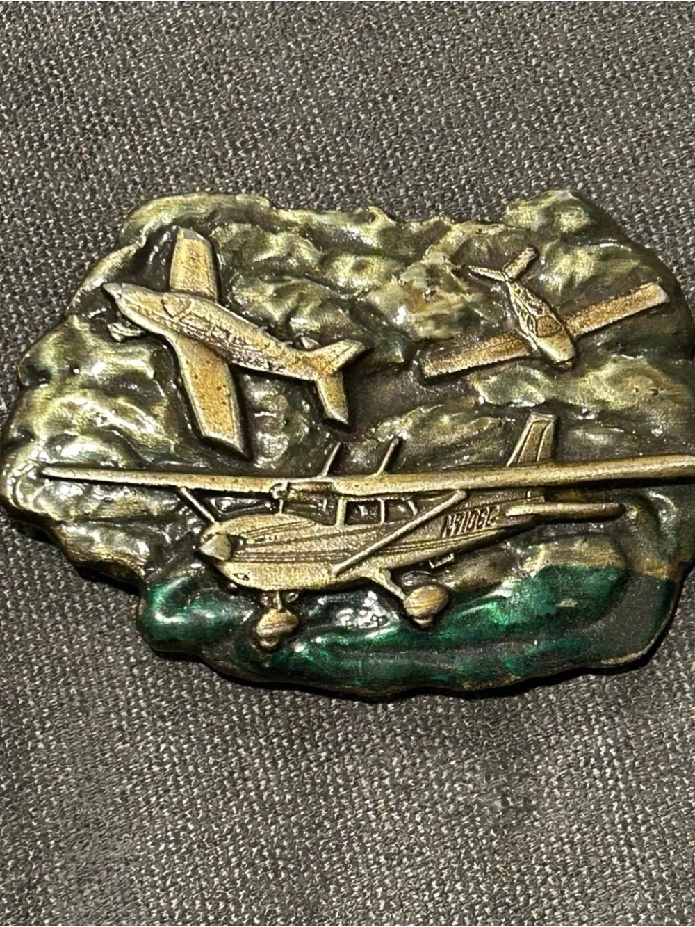 1977 Bergamont Airplane N9106G Belt Buckle Made in USA